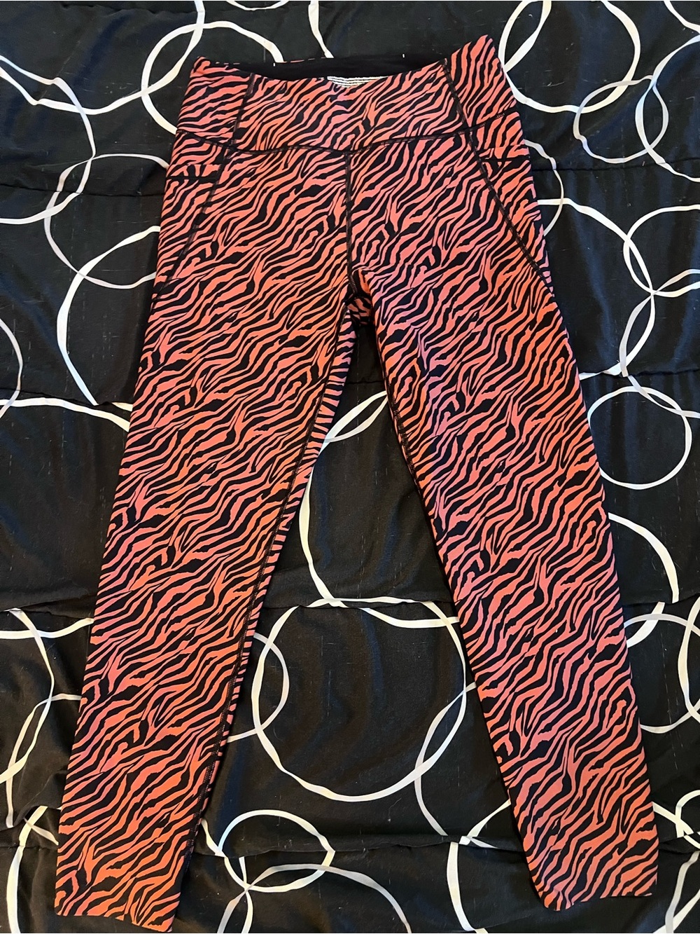 Victoria's Secret Orange & Black Tiger Stripe Leggings with Pockets